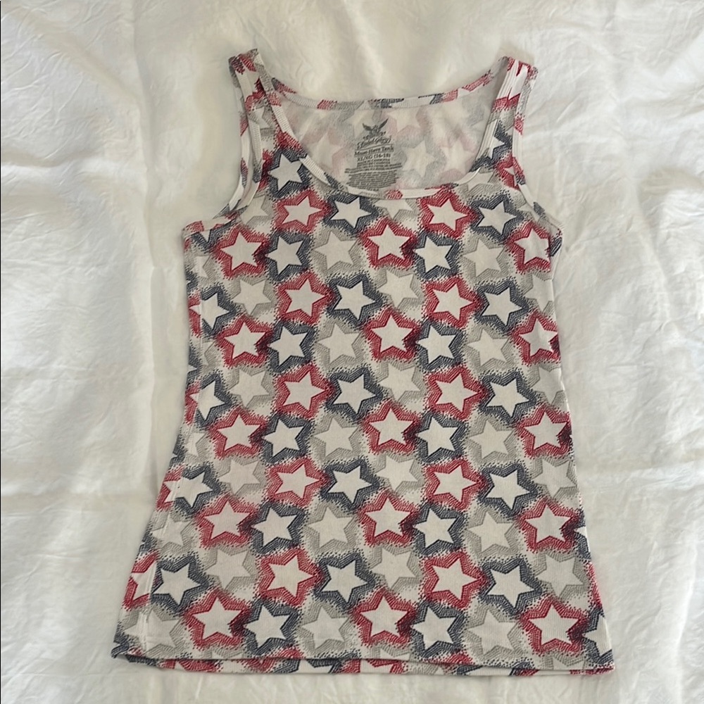 Faded Glory: Red, White, Blue, and Grey Star Tank Top